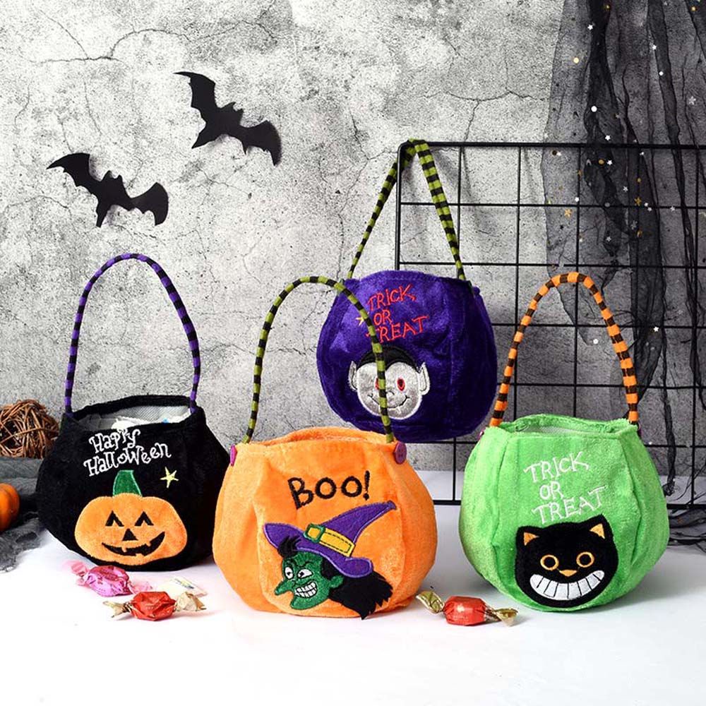 Giỏ đựng kẹo hình bí ngô trang trí Halloween cho trẻ em