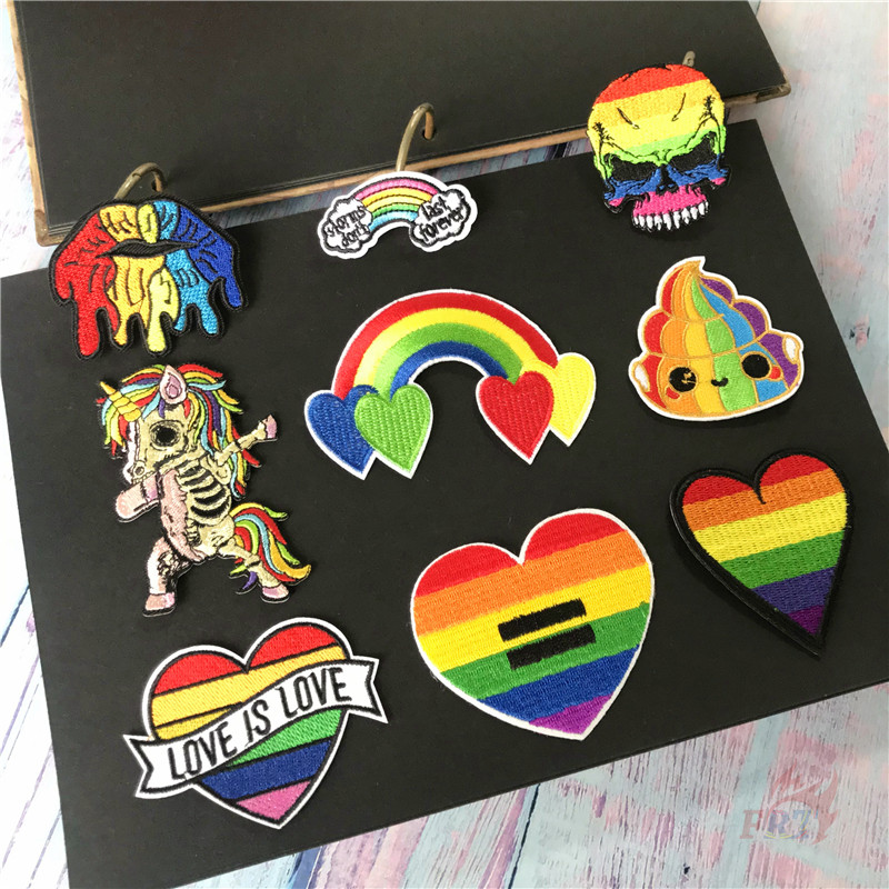 1 Miếng Dán Ủi Quần Áo Hình Đầu Lâu / Trái Tim / Đầu Lâu / Cầu Vồng