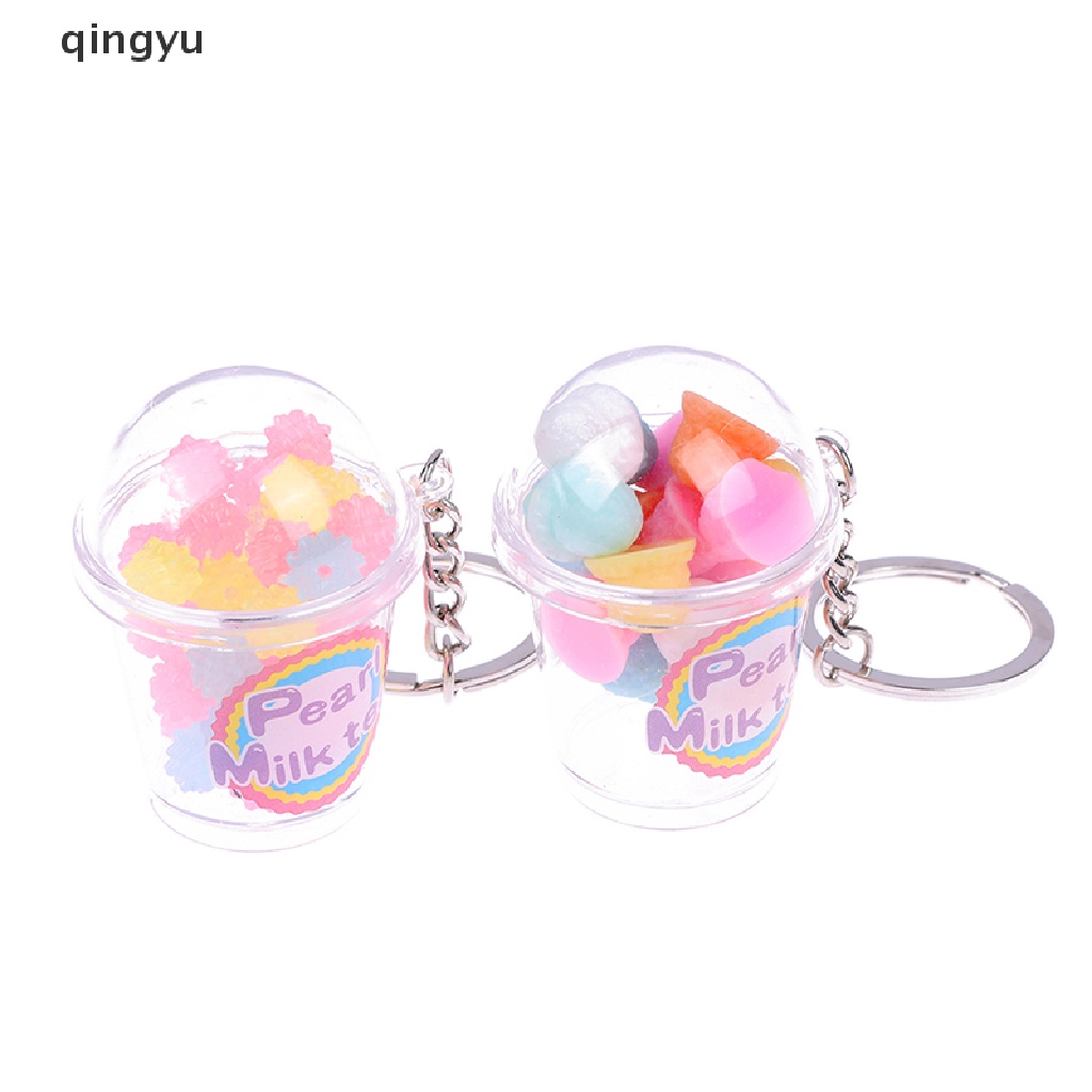 Qingyu Phụ Kiện Móc Khóa Hình Ly Nước Uống Giả Trang Trí Túi Xách