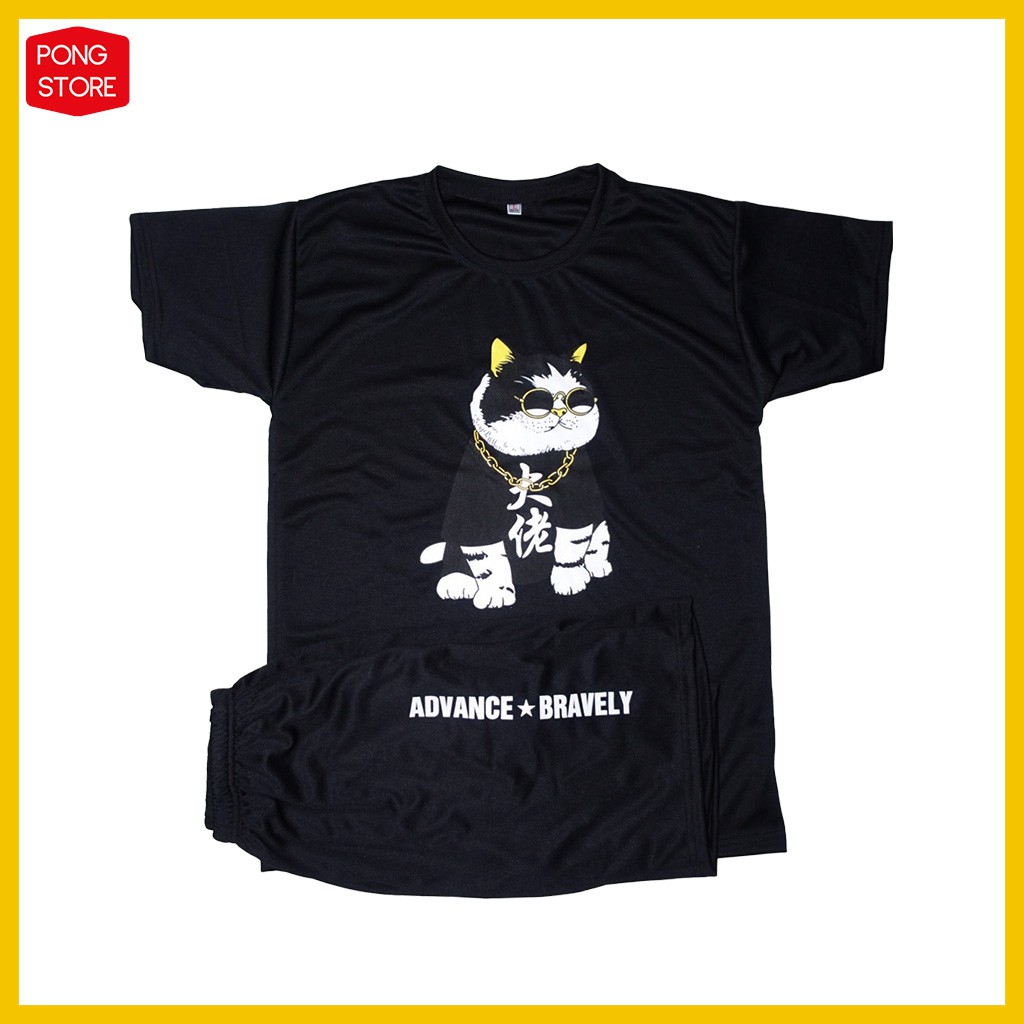 Bộ Hè Nam Mèo Đeo Kính - Đồ bộ thể thao nam Chất Thun Co Giãn Cao Cấp pongshop | BigBuy360 - bigbuy360.vn