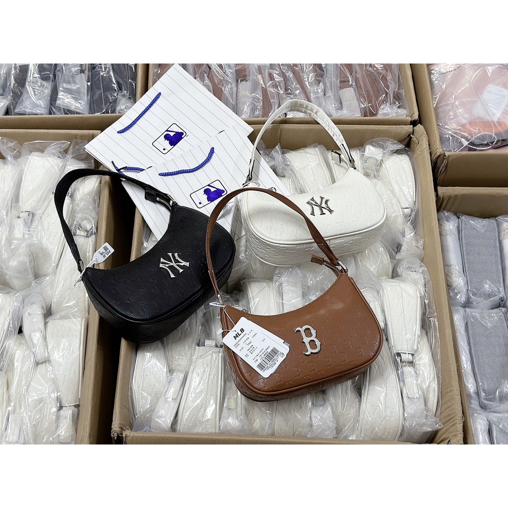 Túi Kẹp Nách  MLB NY Monogram Diamond Da In Chìm Full Tag Code