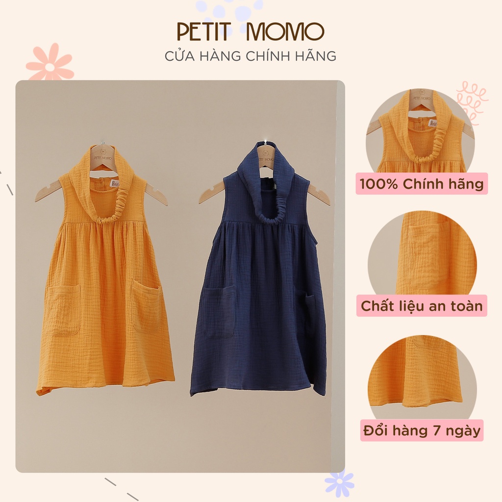 Váy Bé Gái 1-5 Tuổi Sát Nách Dáng A PETIT MOMO Vải Xô Muslin Thoáng Mát Thấm Hút Mồ Hôi H057