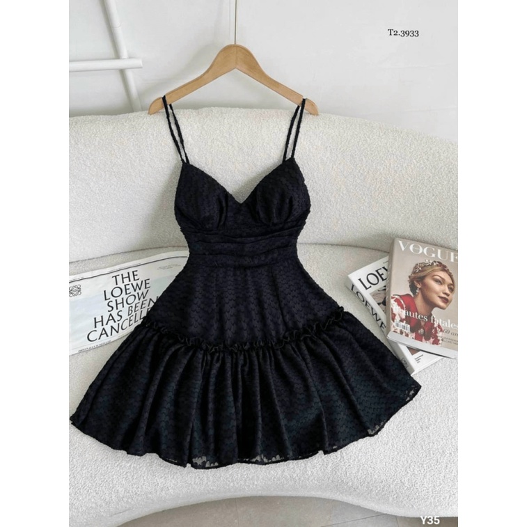 ĐẦM XỐP REN TƠ HAI DÂY DÁNG XÒE MẪU Y HÌNH MẶC LÀ XINH UP