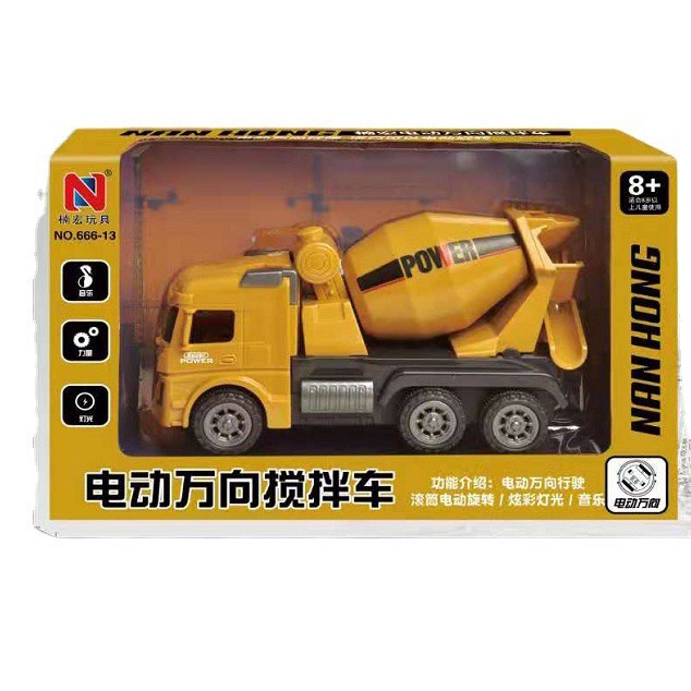 Đồ Chơi Xe Công Trình ,Xe ô tô trộn bê tông, xe ben có nhạc và đèn chạy pin cho bé