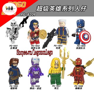 Lego minifigure các nhân vật lego Marvel DC Agent Venom Wonder Woman Cable Captain America AquaMan SpiderMan PG8209