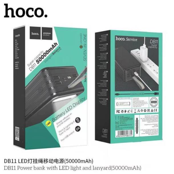 Pin sạc dự phòng nhanh 50.000mAh Hoco db11 - sạc dự phòng dung lượng khủng 7 cổng input output có đèn LED cao cấp