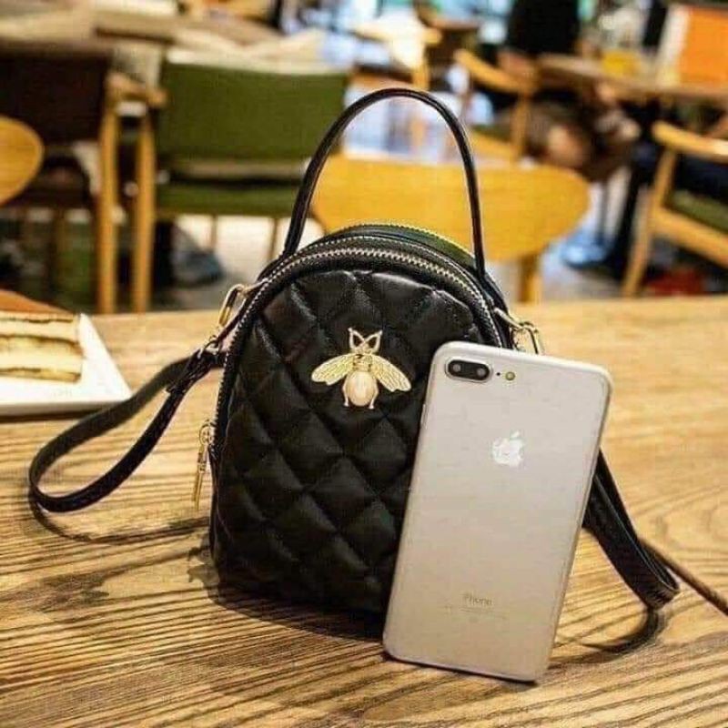 TÚI DA TRẦN CHỈ ĐEO CHÉO NỮ HOẠ TIẾT ONG