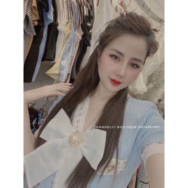 Áo len đính nơ hàng QC