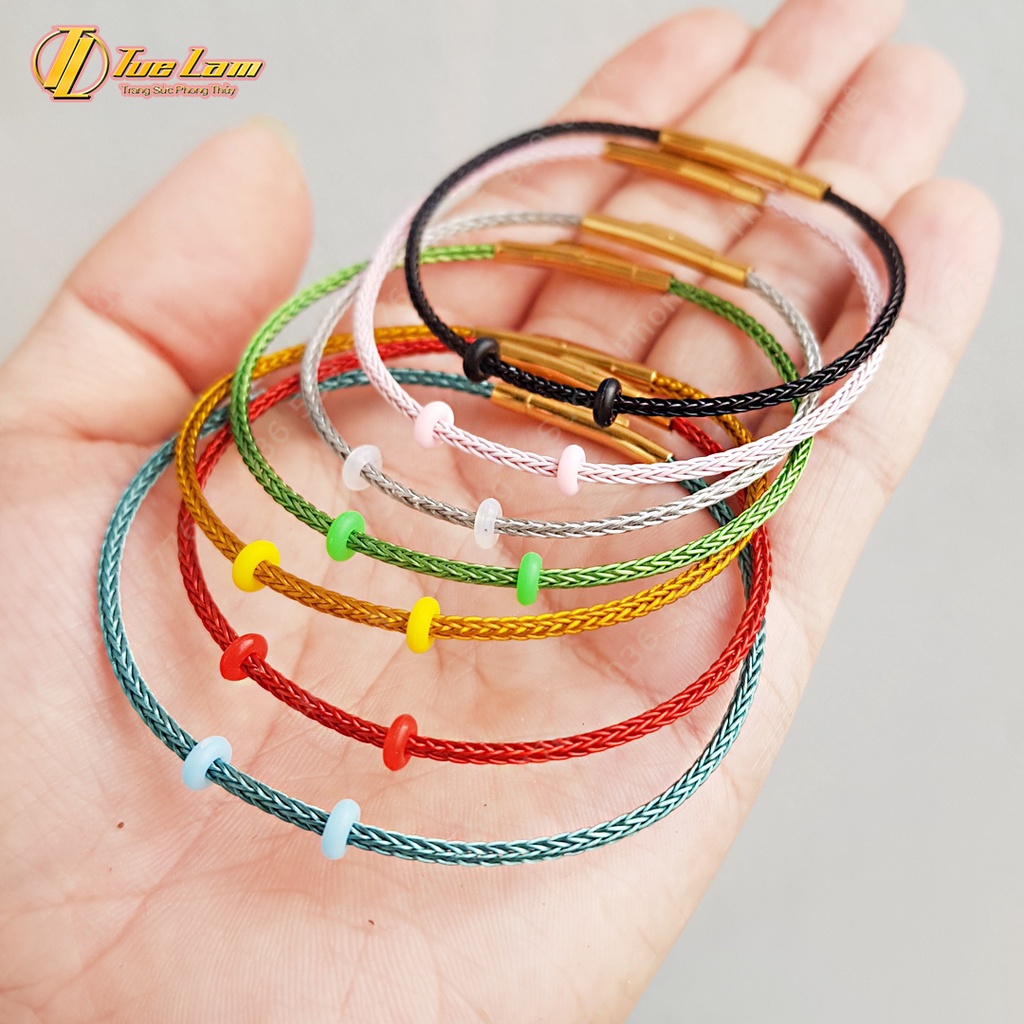 Dây Cáp 2mm Dùng Để Xỏ Lu - Charm Phụ Kiên Làm Vòng Tay - Đủ Màu Sắc Khóa Bấm - Khóa Rút.