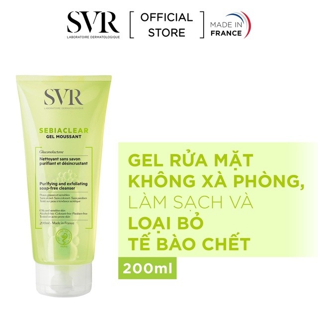 Gel Rửa Mặt SVR Không Chứa Xà Phòng Cho Da Dầu 200ml Sebiaclear Gel Moussant