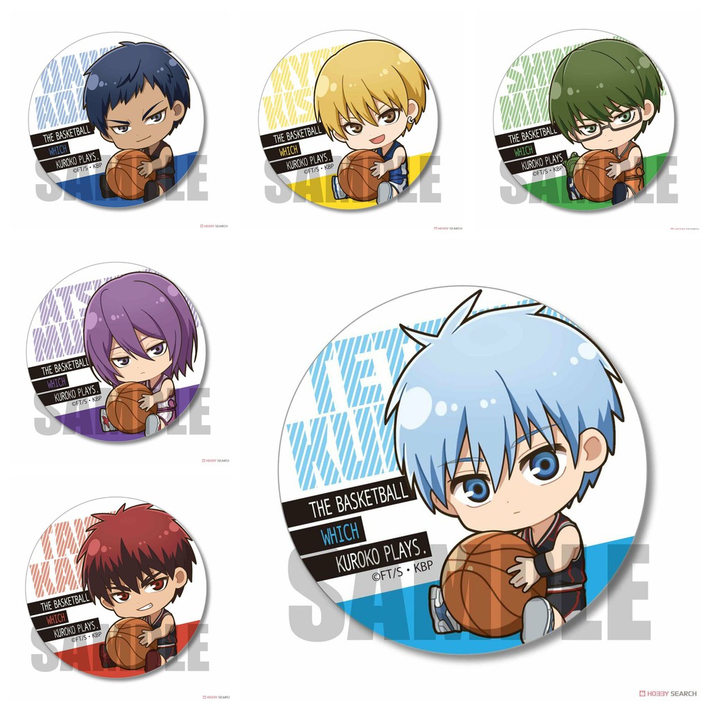 Combo 6 huy hiệu cài áo IN HÌNH Kuroko no Basket Tuyển thủ vô hình ver ôm bóng anime chibi dễ thương tiện lợi
