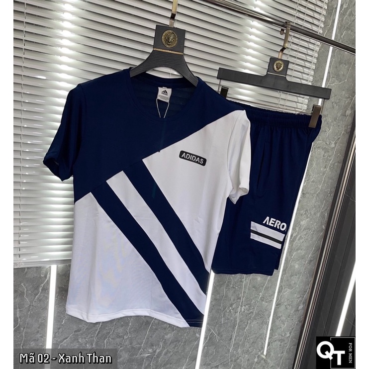 Bộ thể thao nam, bộ adidas nam cổ tròn màu đẹp, chất mát