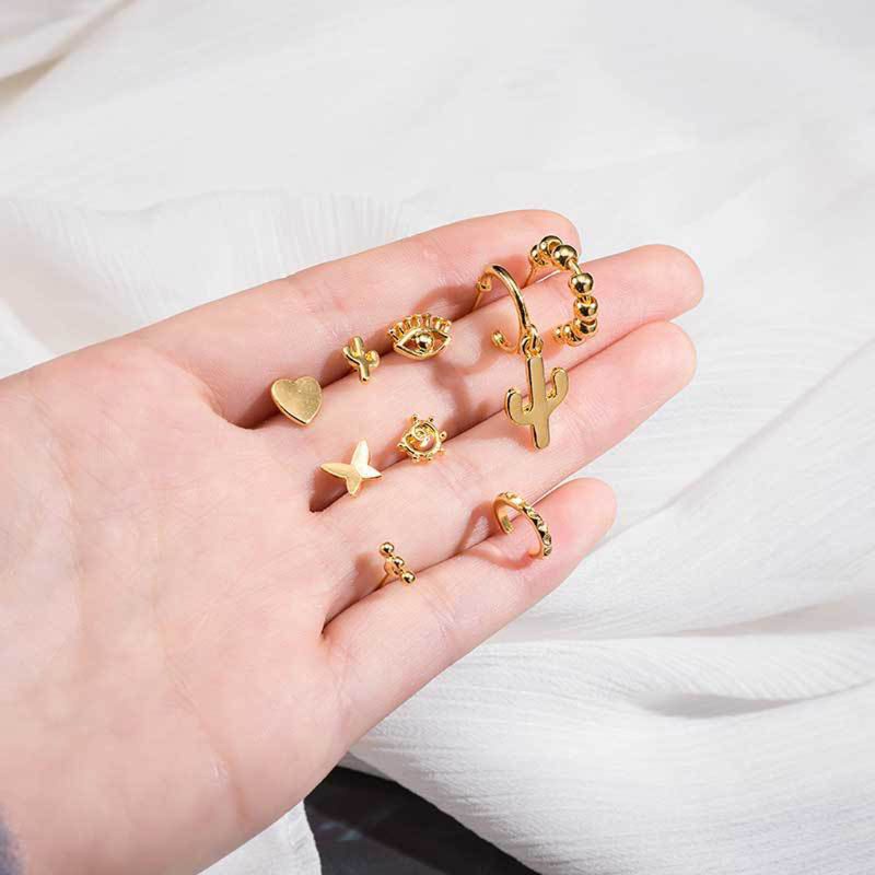 Bông Tai Hình Ong / Ngôi Sao / Mặt Trăng Nhỏ Xinh Thời Trang Punk