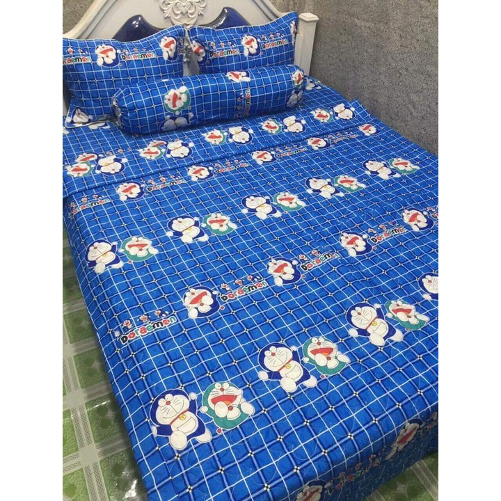 Bộ Ga gối 1m5x2m1 ga 2 vỏ gốiCotton Poly,có trên 50 mẫu,mẫu doremon kẻ