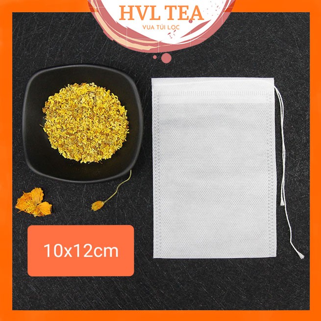 Túi lọc vải không dệt, Có Dây Buộc, 10x12 CM, 100túi/sp, túi lọc trà, HVL TEA