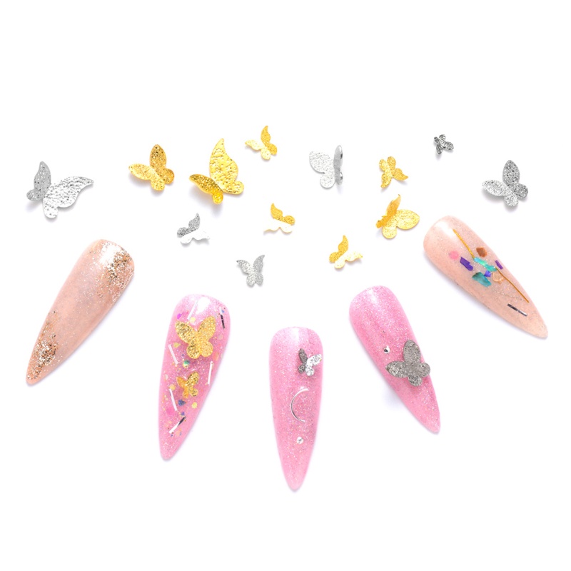 Miếng Dán Trang Trí Móng Tay Hình Bướm 3D Bằng Hợp Kim DIY