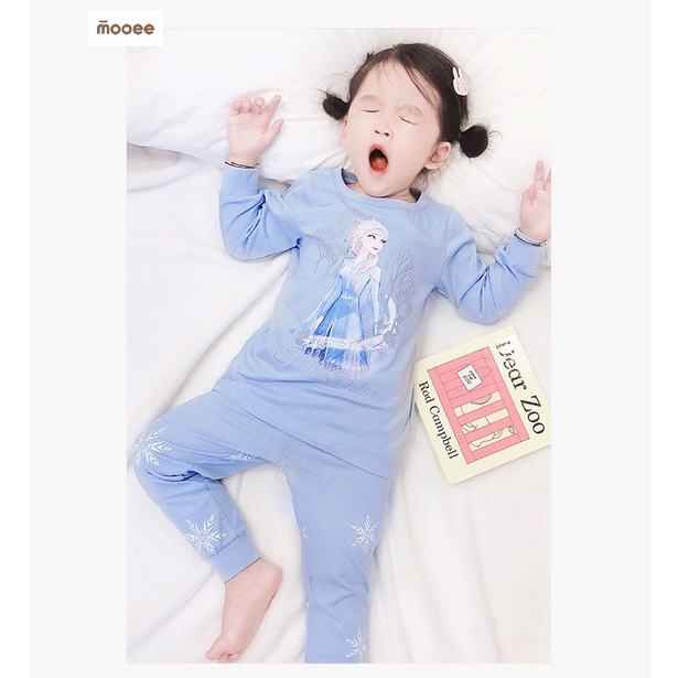 Bộ quần áo dài tay ELSA cho bé gái - Màu Xanh chất cotton