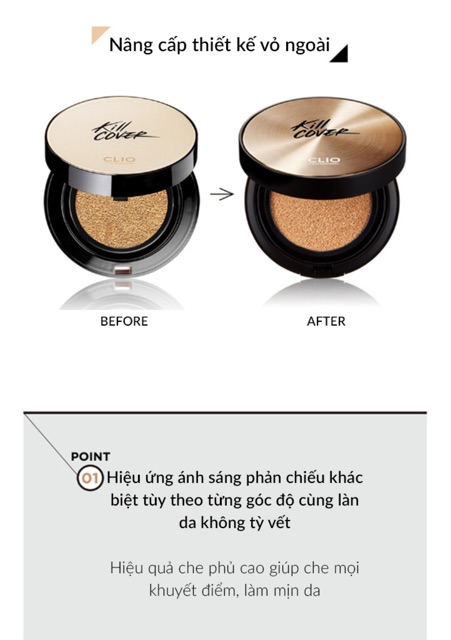[Phiên Bản Nội Địa Hàn] Phấn Nước “Căng Bóng” CLIO Kill COVER AMPOULE CUSHION SPF 50+ PA+++ | BigBuy360 - bigbuy360.vn
