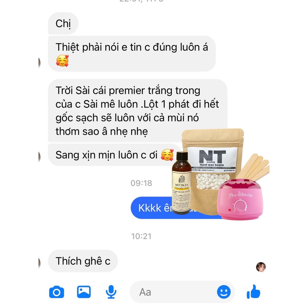 Combo triệt lông sáp wax nóng, wax lông nhập khẩu và mỡ trăn nguyên chất triệt lông nách, tay, chân, bikini...