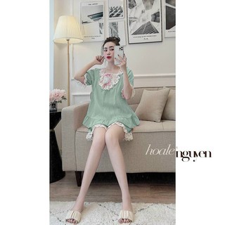 Đồ bộ bầu mặc nhà tiểu thư cộc chất đũi mát mùa hè giá rẻ