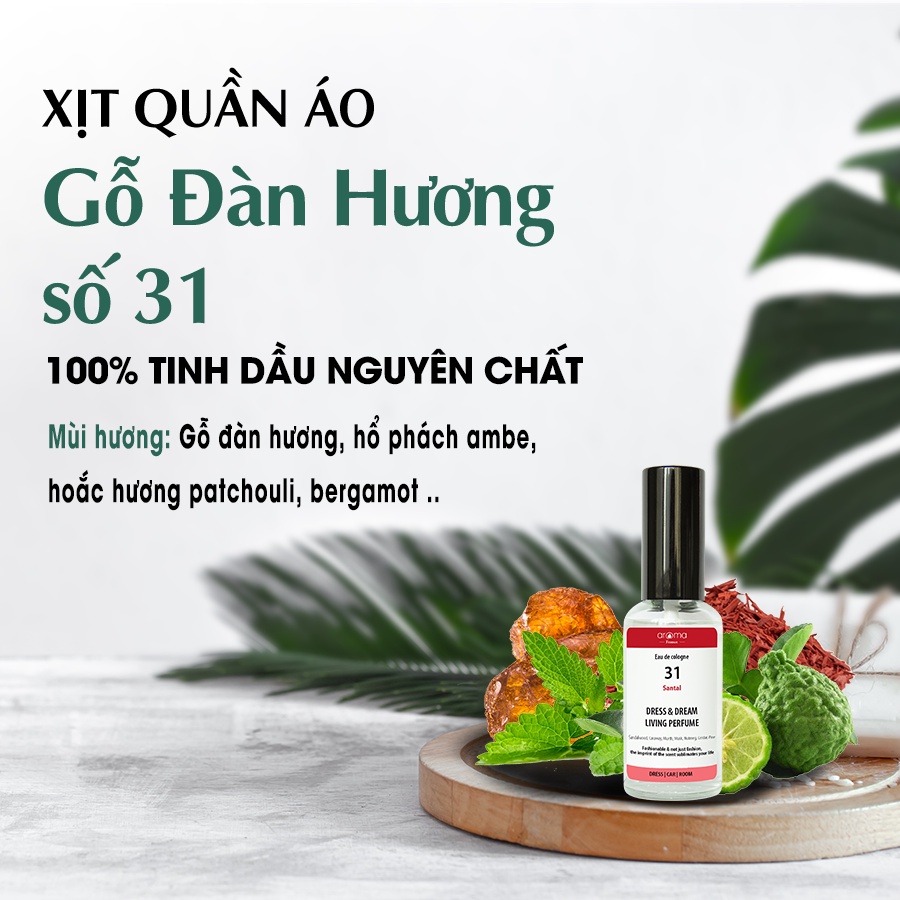 Xịt Thơm Áo Quần Aroma Gỗ Đàn Hương & Xạ Hương 30ml