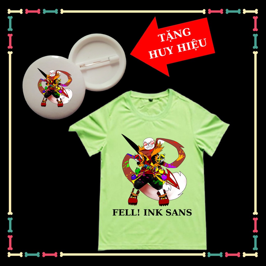 Áo thun trẻ em mẫu Fell inks sans siêu ngầu, đủ size áo, kèm huy hiệu ink sans