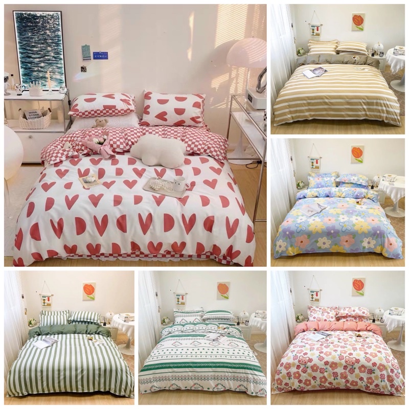 BỘ DRAP & CHĂN PHAO 5 MÓN COTTON POLY HÀN QUỐC
