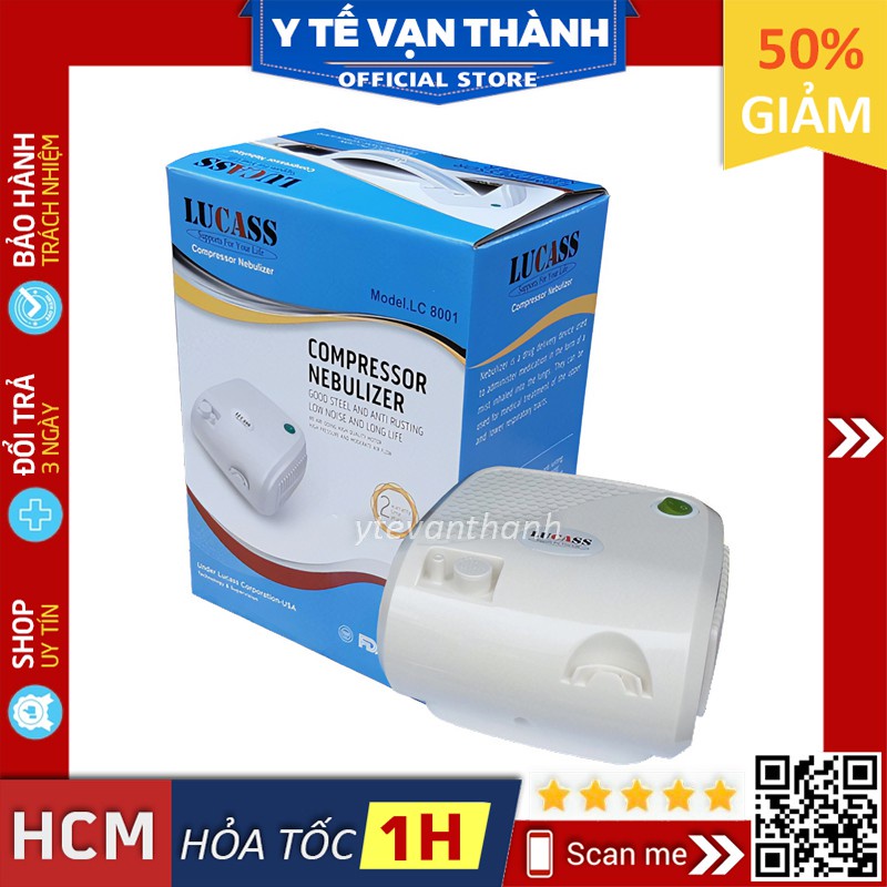 ✅ Máy Xông Khí Dung Mũi Họng: Lucass LC 8001 LC-8001 Xông Mũi Họng Cao Cấp (Mỹ) -VT0076 | Y Tế Vạn Thành