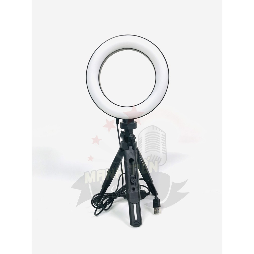 Đèn livestream make up để bàn 16cm 26cm kèm chân Tripod Support MT01 xoay 360 độ chiều cao  21cm đổi 3 màu siêu sáng