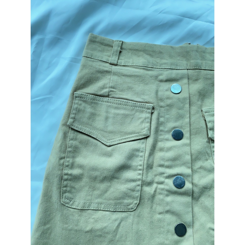 Chân Váy Chữ A, Chân Váy Khóa Kéo  Kaki Năng Động