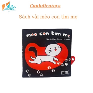 Sách vải Mèo con tìm mẹ, 10/10 bé mê tít, vải khử trùng, kích thích đa giác quan, khả năng ghi nhớ