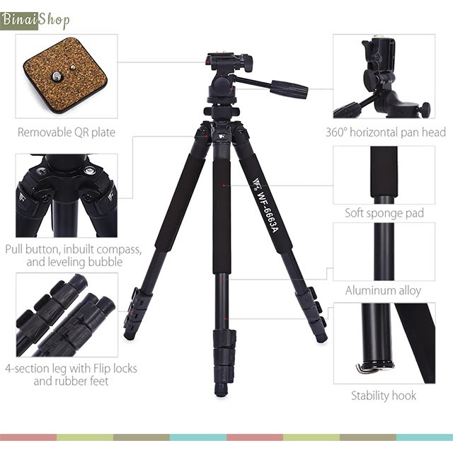 Chân máy ảnh tripod Weifeng WF-6663A, WF-6662A