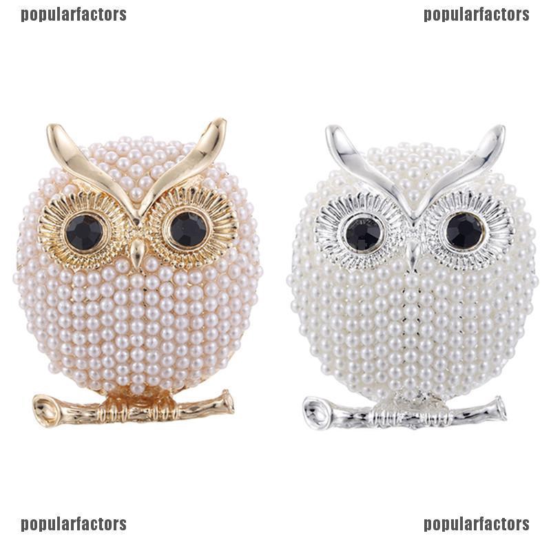 Ghim Cài Áo Hình Cú Mèo Đính Ngọc Trai Nhân Tạo