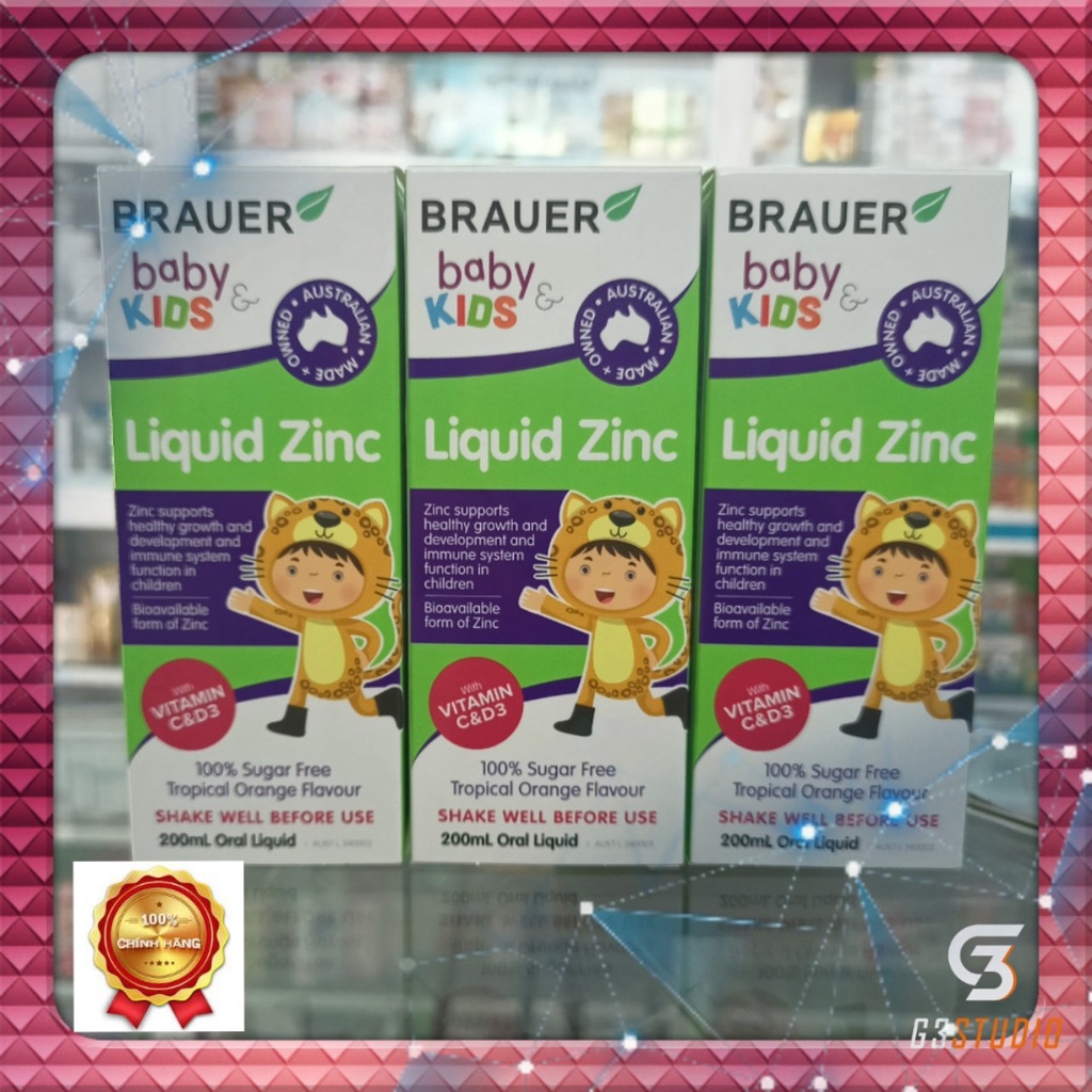 - BRAUER KIDS LIQUID ZINC 200ml - Bổ sung kẽm,C, D - hỗ sức khoẻ xương, răng, da và chức năng nhận thức