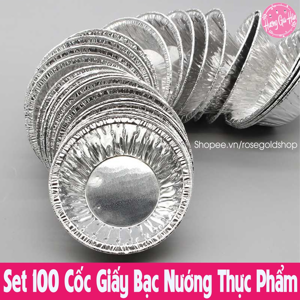 Set 100 Cái Cốc Giấy Bạc 7x4x2cm Nướng Thực Phẩm, Làm Bánh