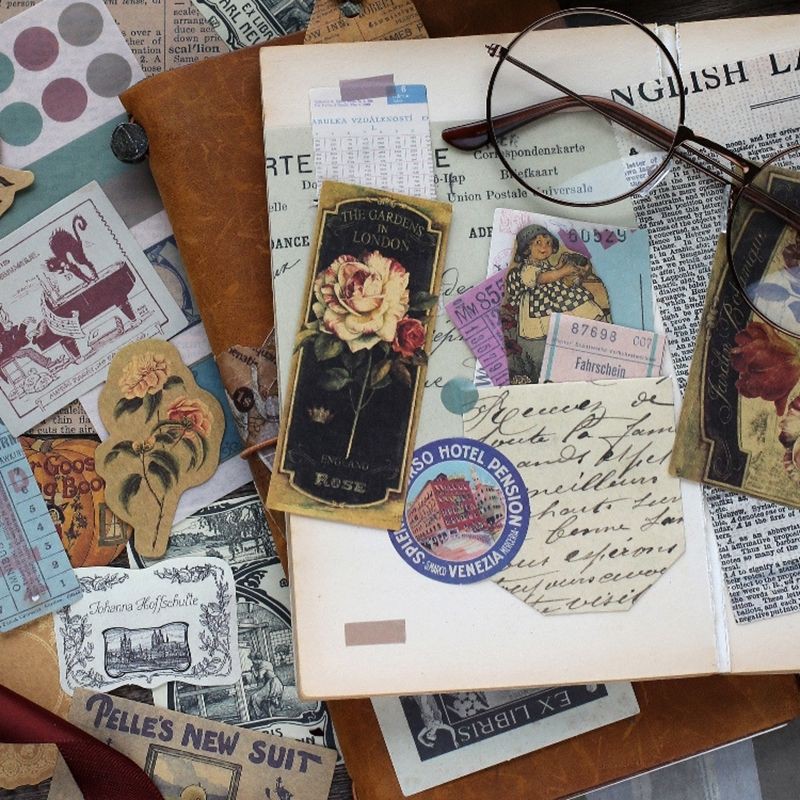 Gói 40 nhãn dán sticker phong cách vintage Tả Bí Lù Store