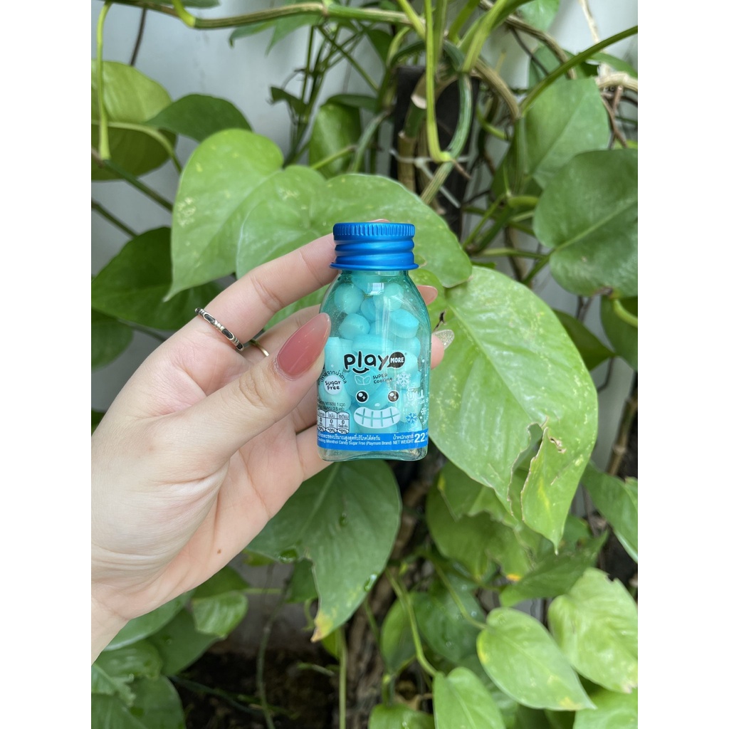Kẹo The Không Đường Hương Bạc Hà PLAY MORE Super Cooling (Lọ 22g Xanh Dương)