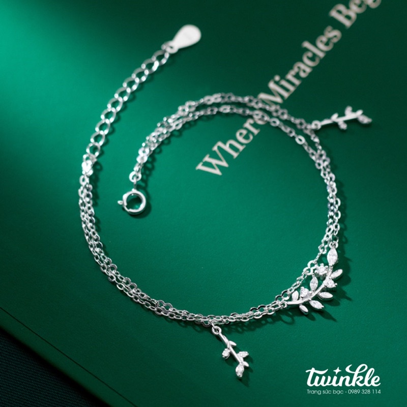 [Mã SKAMLTSM9 giảm 10% đơn 99K] Vòng tay bạc 925 xích charm chữ nhật treo của nữ - Made Twinkle Silver