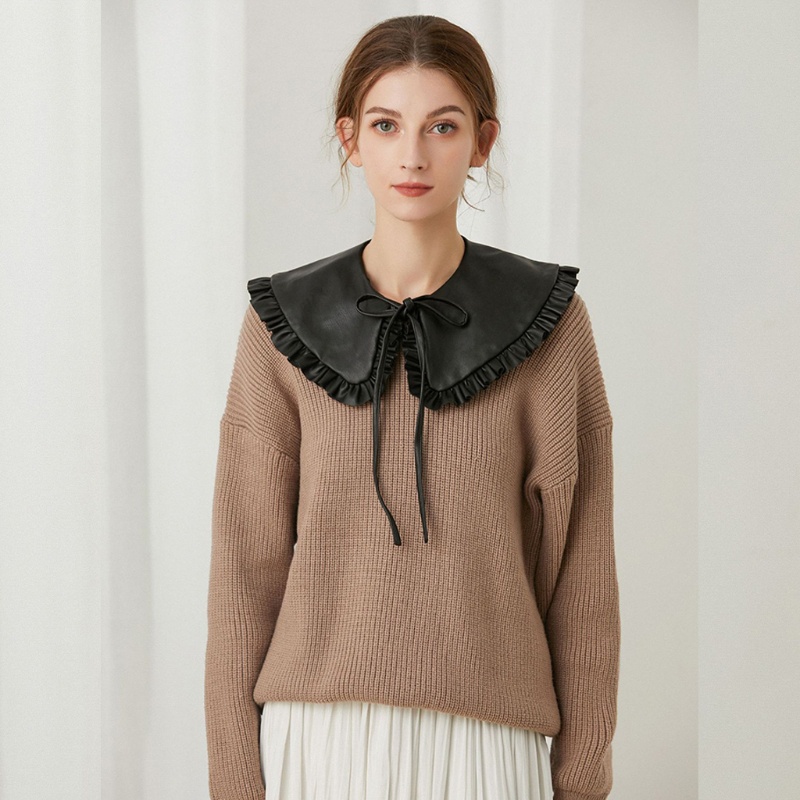 Yoioi Khăn Choàng Cổ Giả Da Phối Bèo Phong Cách Hàn Quốc Vintage Cho Búp Bê