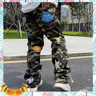 Quần camo cartoon họa tiết bộ đội hình thêu