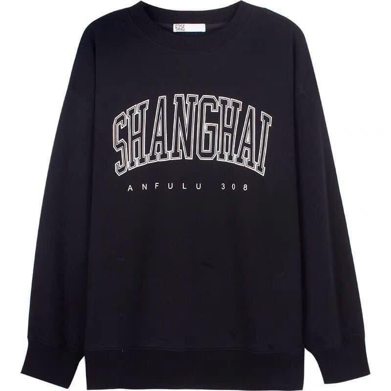 ÁO SWEATER NỈ SHANGHAI ĐEN - freesize ( kèm ảnh thật) | BigBuy360 - bigbuy360.vn