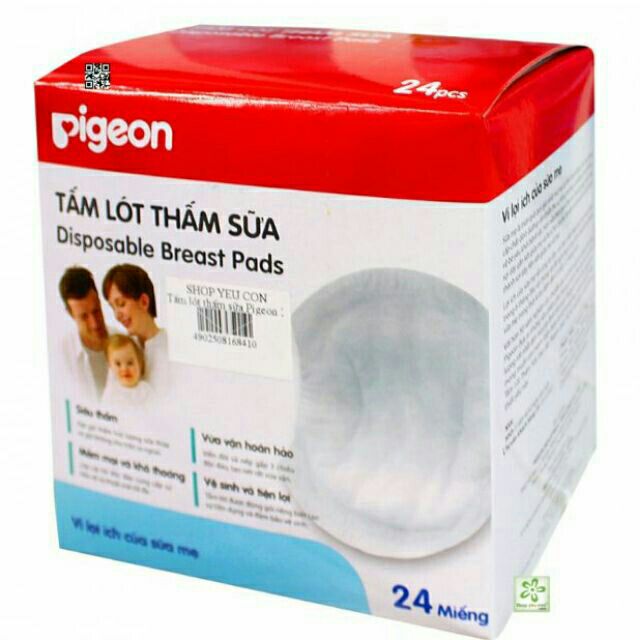 [Free ship 99k giao tại HN + HCM]Tấm lót thấm sữa Pigeon, hộp 24 miếng