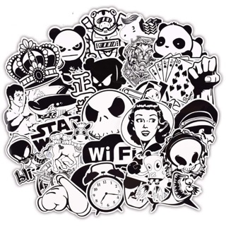 Sticker BLACK white đen trắng 60 cái khác nhau/ hìnhdans đen trắng
