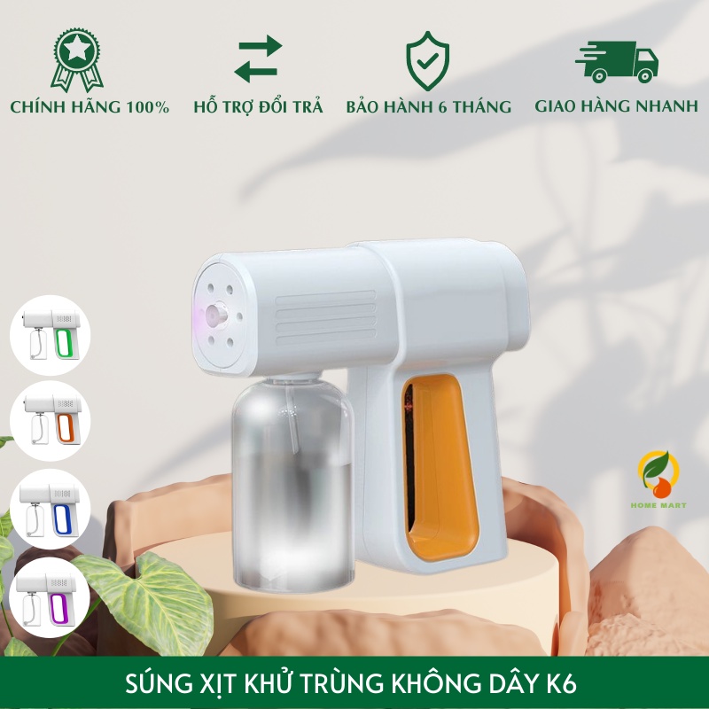 Máy khử khuẩn nano súng phun sương khử khuẩn cầm tay diệt vi khuẩn sát trùng K6 Laser 8 Mắt UV cổng USB không dây