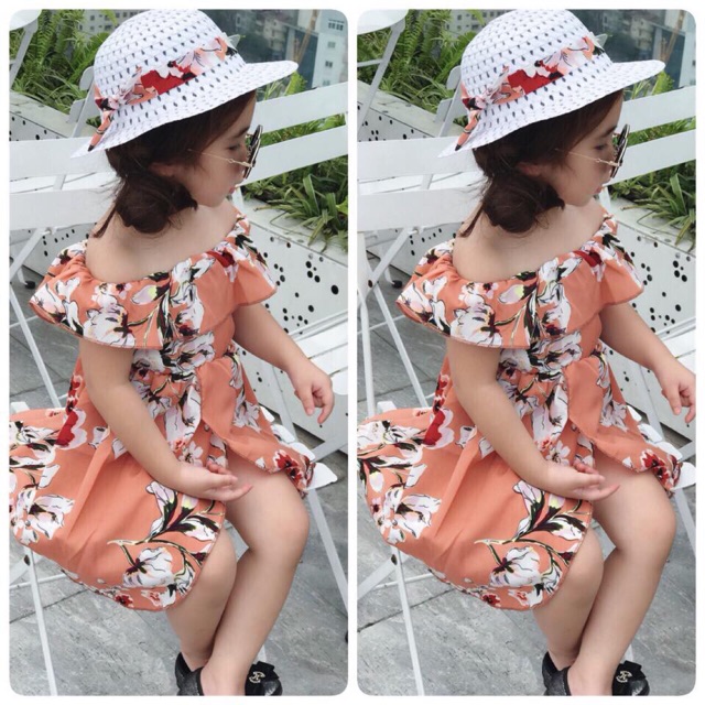 Combo 3 váy trễ vai lụa hàn cho bé