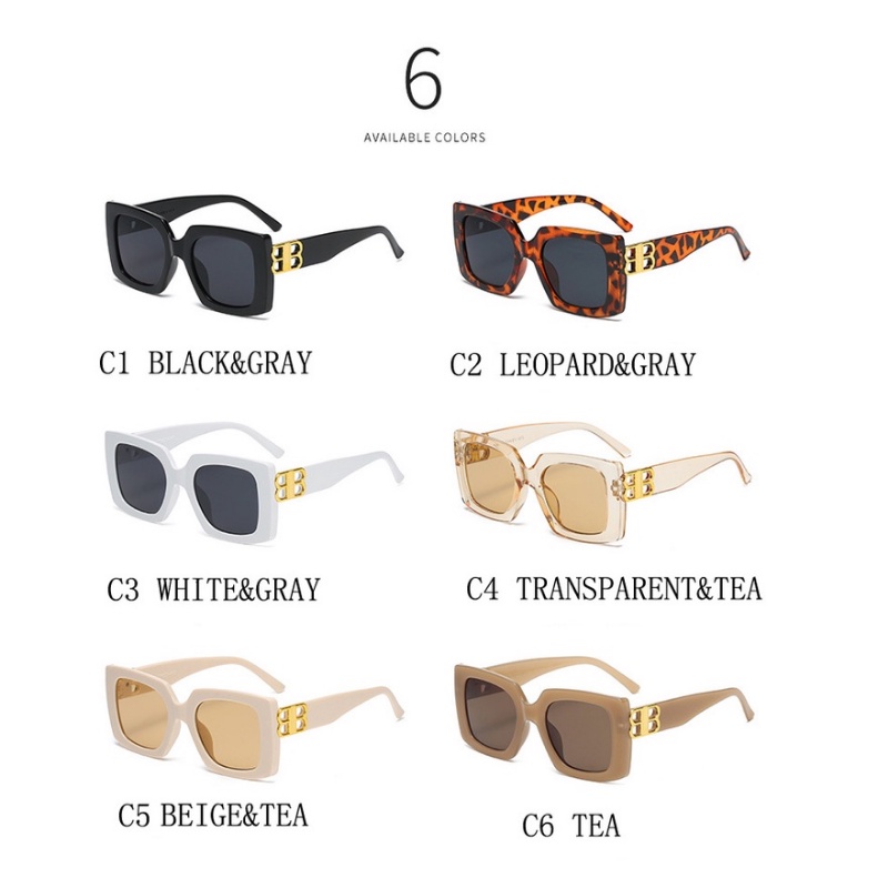 Kính Mát Gọng Vuông Lớn Chống Tia UV Phong Cách Retro Mới