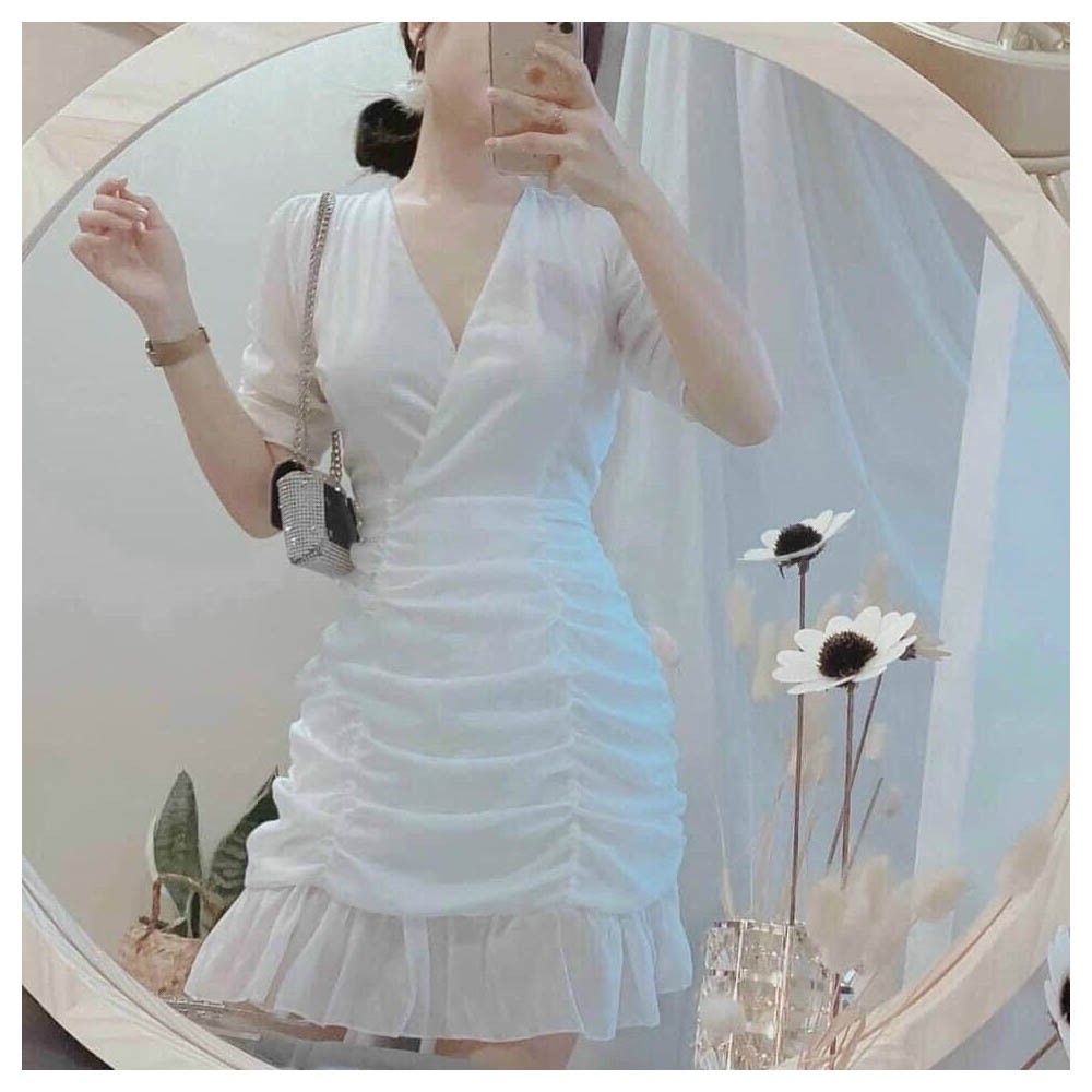 BONUCCI Đầm váy body trắng chéo ngực tôn dáng cho nàng thời trang nữ dạo phố dự tiệc | BigBuy360 - bigbuy360.vn