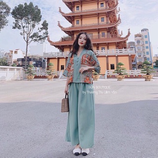 Bộ đi lễ chùa freesize dưới 60kg vừa