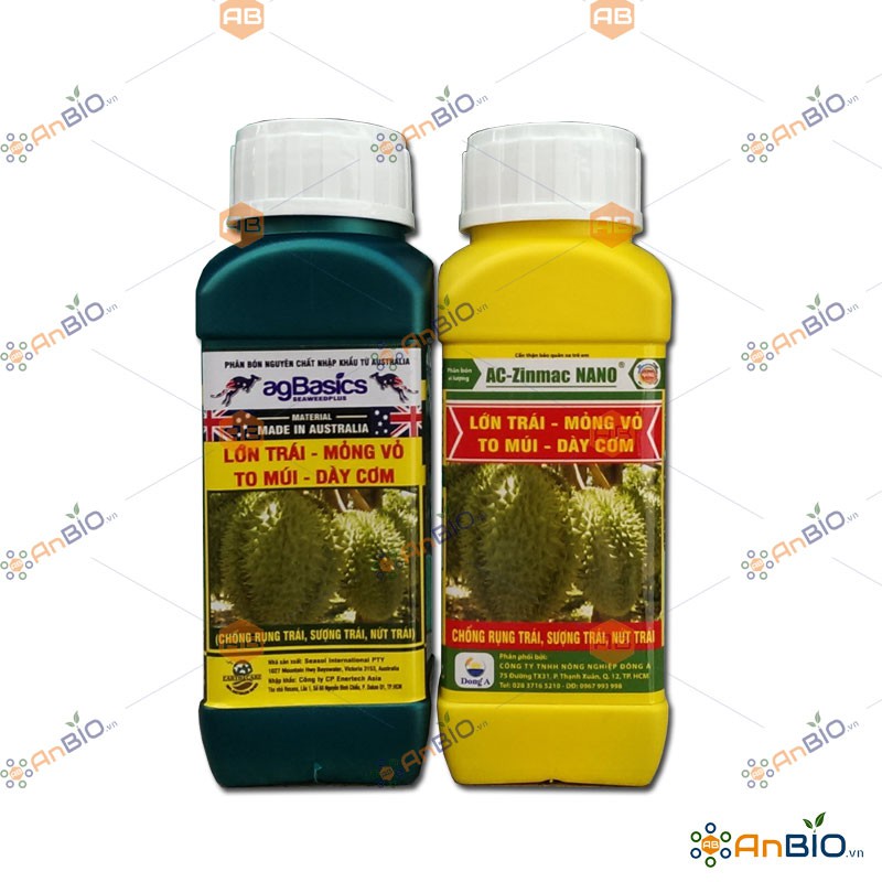 Cặp 300ml AC-Zinmac NANO & agBasics PHÂN BÓN chuyên dùng cho SẦU RIÊNG - A2.1020