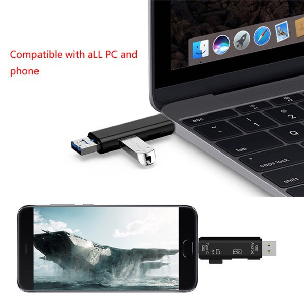 Đầu đọc thẻ 5 trong 1 đa năng cổng USB 2.0 Type C / USB / Micro USB SD TF tiện dụng